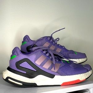 Adidas purple shoes with green accent. Looks like Evangelion